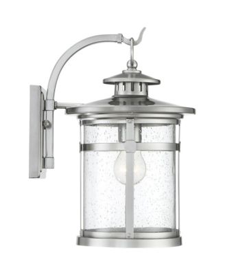 Callaway Modern Industrial Outdoor Wall Light Fixtures Set of 2 Chrome Metal 11 3/4" Clear Seedy Glass for Post Barn