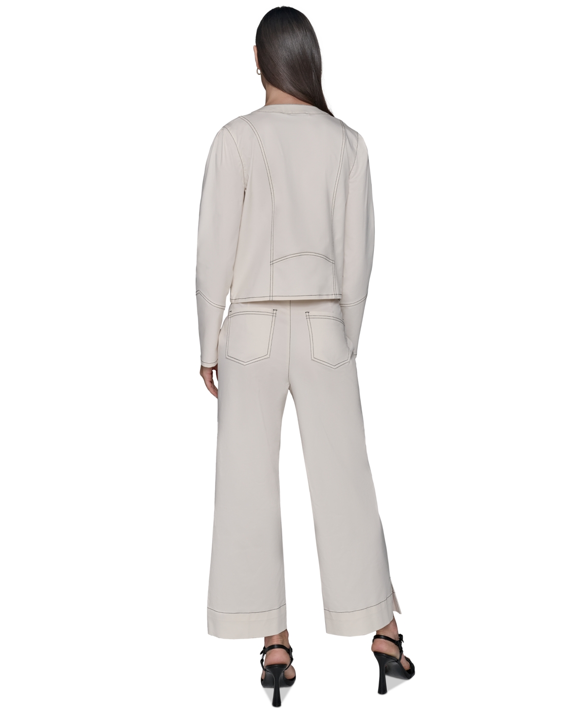 Karl Lagerfeld Women's Cropped Denim Jacket In White