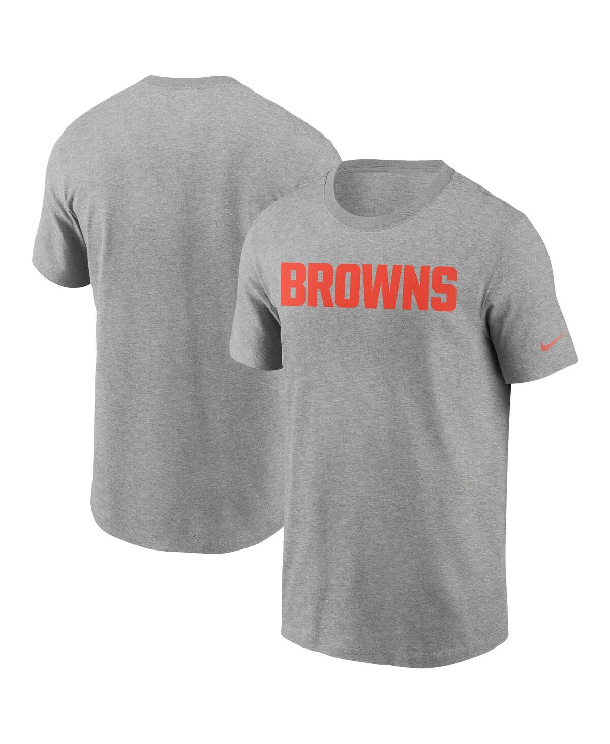 Nike Men's Heather Gray Cleveland Browns Essential Wordmark T-shirt In Gray