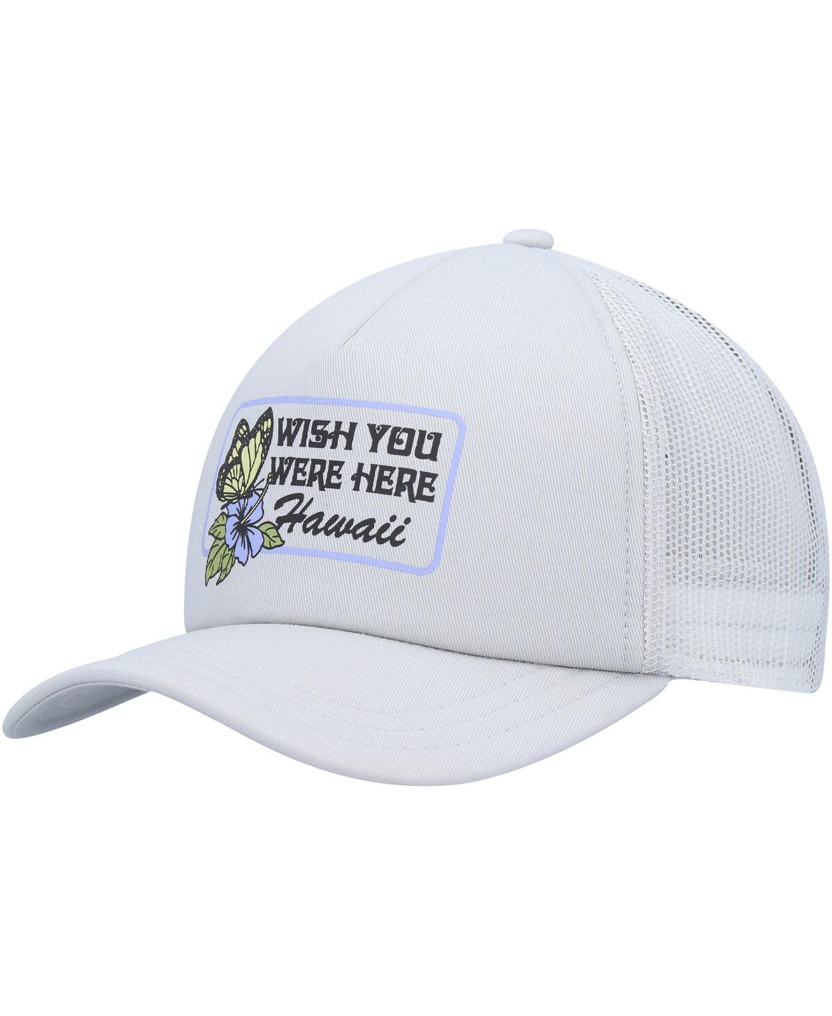 Women's Gray Wish You Were Here Foam Trucker Snapback Hat - Gray