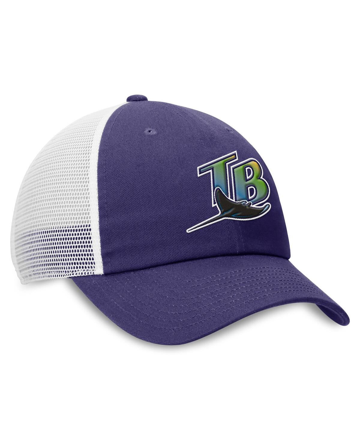 NIKE MEN'S PURPLE/WHITE TAMPA BAY RAYS RISE ADJUSTABLE TRUCKER HAT 