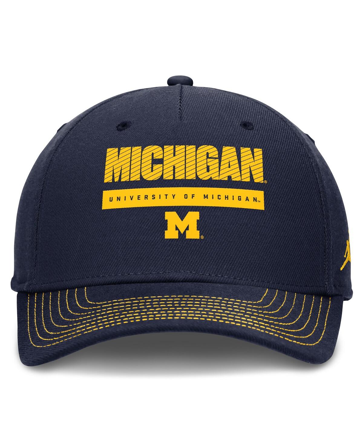 JORDAN MEN'S NAVY MICHIGAN WOLVERINES RISE ADJUSTABLE HAT 