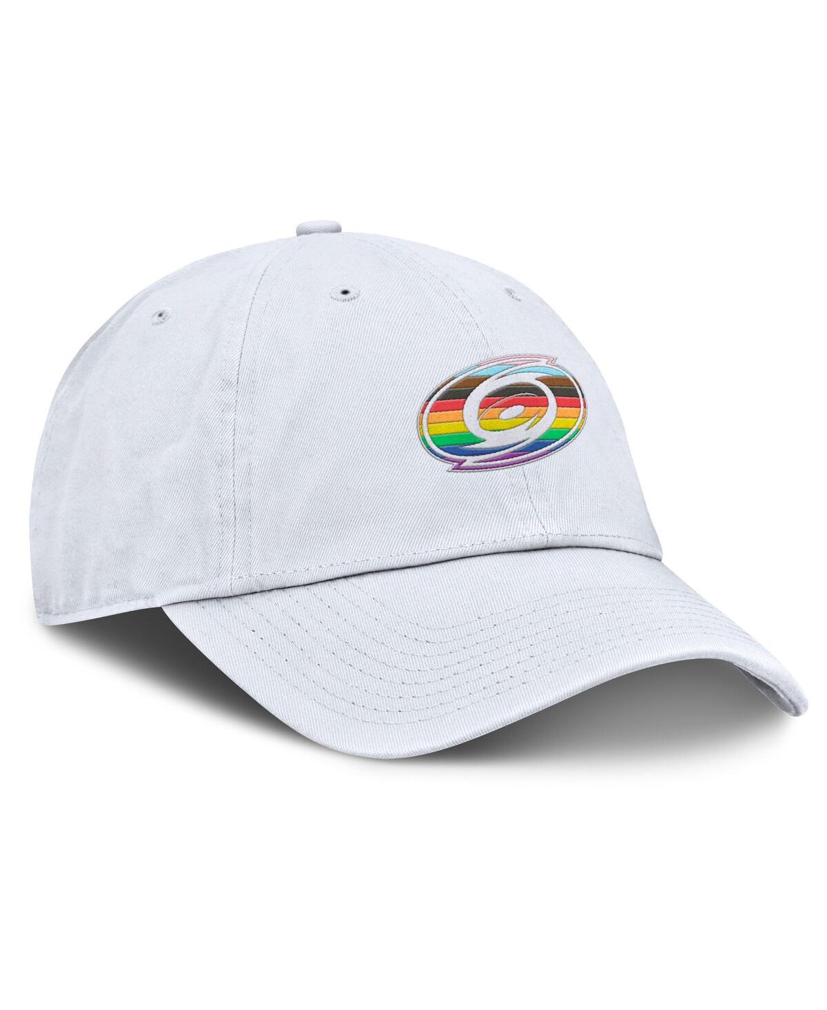 Fanatics Men's White Carolina Hurricanes Pride Adjustable Hat