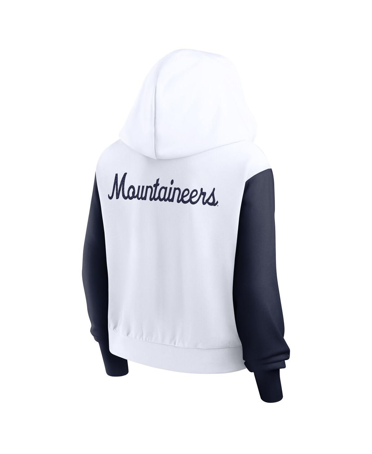 Nike Women's White West Virginia Mountaineers Cropped Beyond Capability Color-block Script Full-zip Hoodi