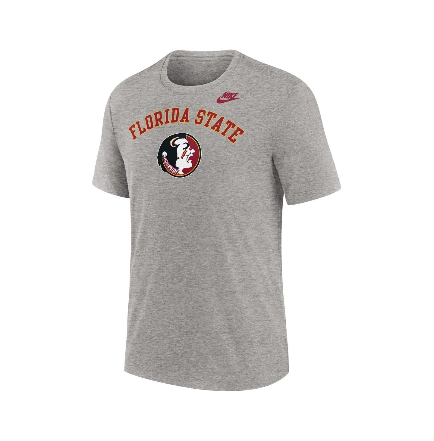 Мужская футболка Nike Heather Gray Florida State Seminoles Legacy Arch Tri-Blend — фото 2