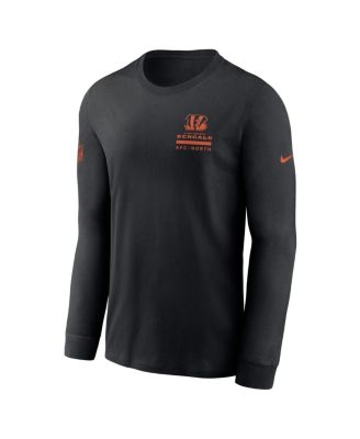 Men's Black Cincinnati Bengals Sideline Performance Long Sleeve T-Shirt