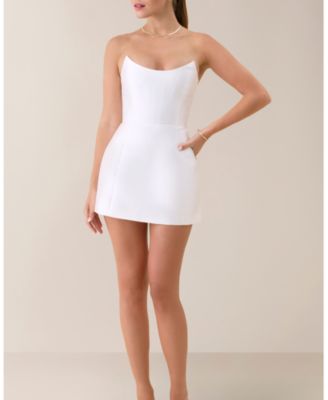 Women's Strapless Sheen Corset Mini Dress