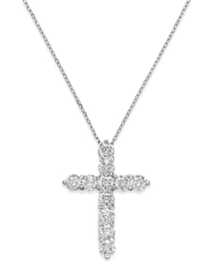 image of Diamond Cross Pendant Necklace (2 ct. t.w.) in 14k White Gold