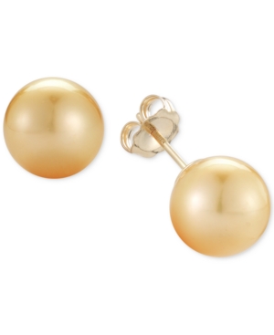image of Cultured Golden South Sea Pearl Stud Earrings (9mm) in 14k Gold