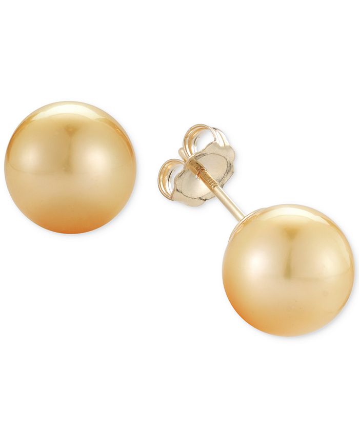 Macy's - Cultured Golden South Sea Pearl Stud Earrings (9mm)