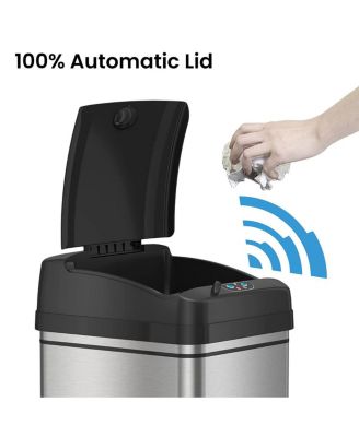 Stainless Steel Sensor Trash Can with Wheels and AbsorbX Odor Filter 13 Gallon Silver