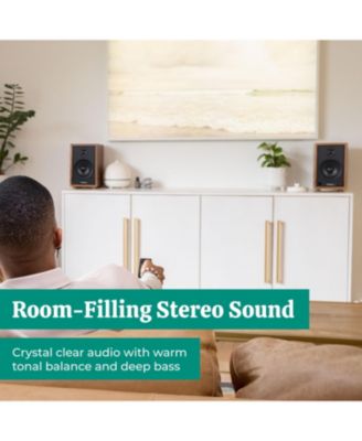 McKinley 2.0 Stereo Powered Bookshelf Speakers with Built-in Amplifier, 4" Drivers, Bluetooth 5, RCA/Aux