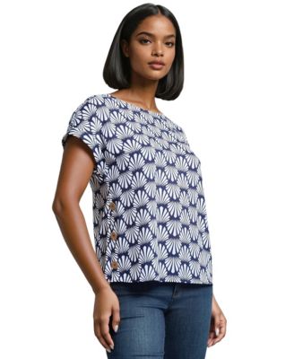 Women's Short Sleeve Button Detail Top