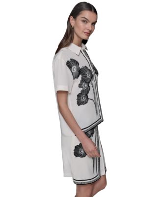 売れ筋商品|||カールラガーフェルド カットソー トップス レディース Plus Size Whimsical Paris-Print Shirt, Exclusively at Macy's Soft White Multi KARL LAGERFELD PARIS Women's Floral Print Shirt - Macy's