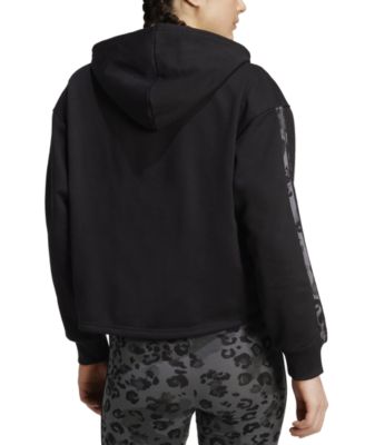 Women's Animal-Print 3-Stripe French Terry Zip Hoodie