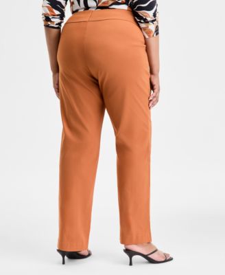 Plus Size Mid-Rise Pull-On Straight-Leg Pants, Created for Macy's 