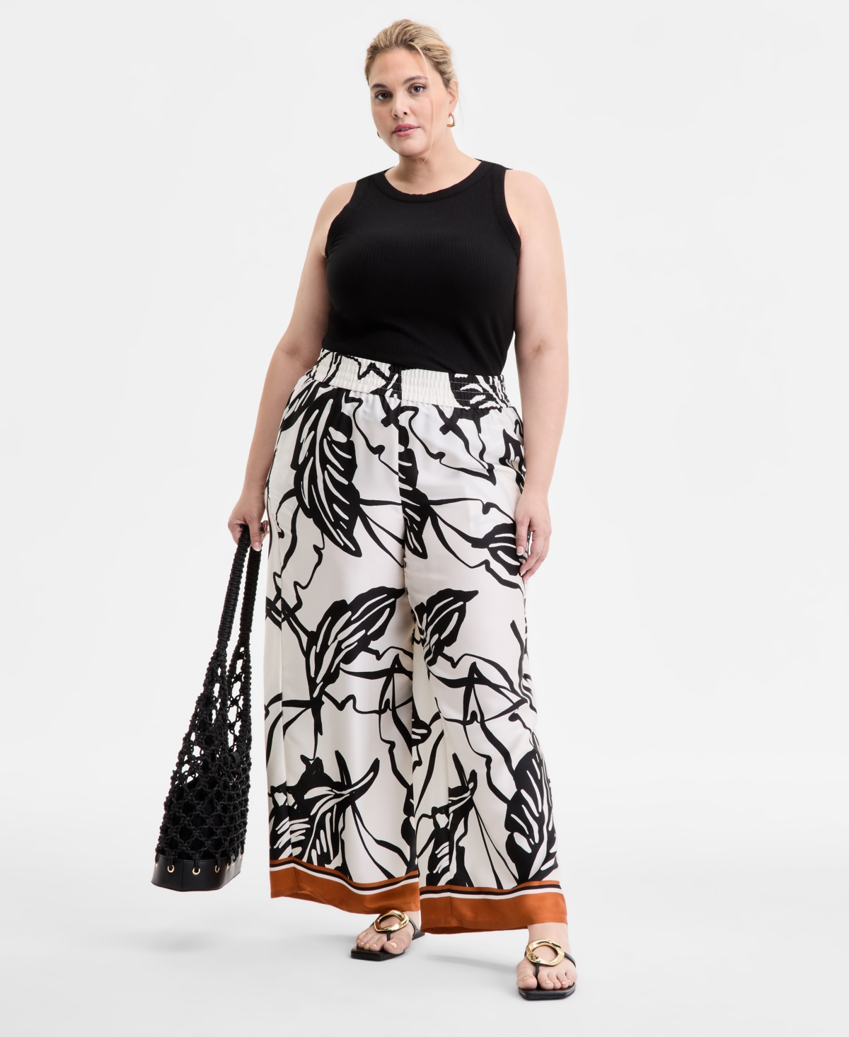 Plus Size Printed High-Rise Pants, Exclusively at Macy's - SIRA BORDE