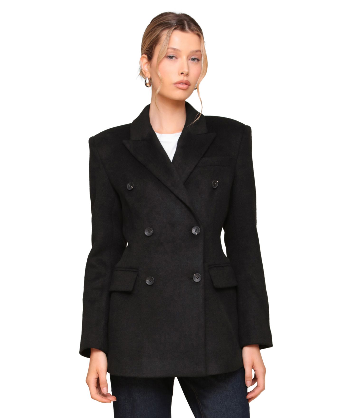Женская куртка Avec Les Filles Notched-Collar Blazer, цвет: Чёрный — фото 6