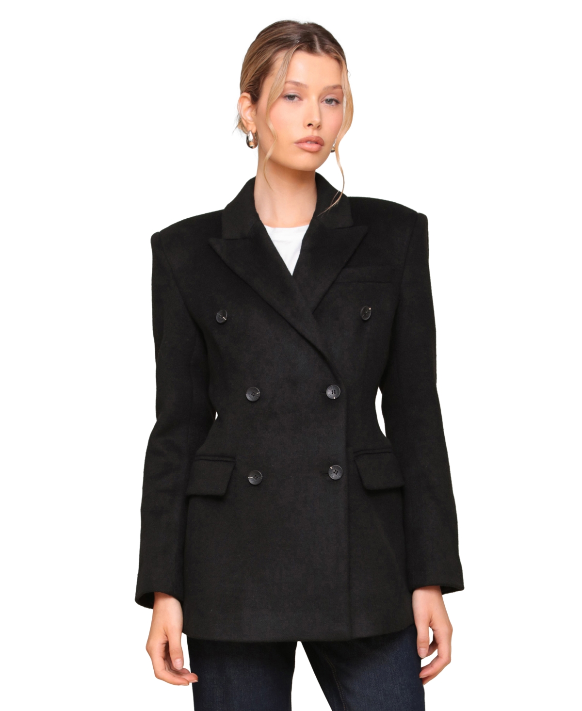 Avec Les Filles Women's Notched-collar Blazer Coat In Black
