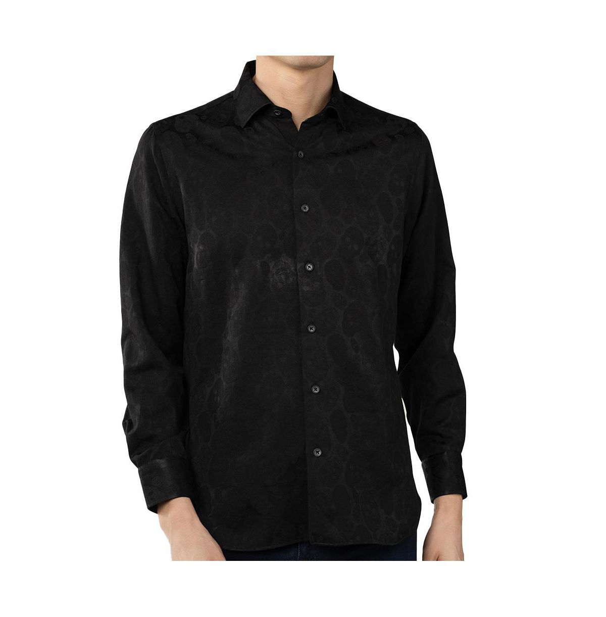 Black on Black Skulls shirt - Black on black jacquard skulls