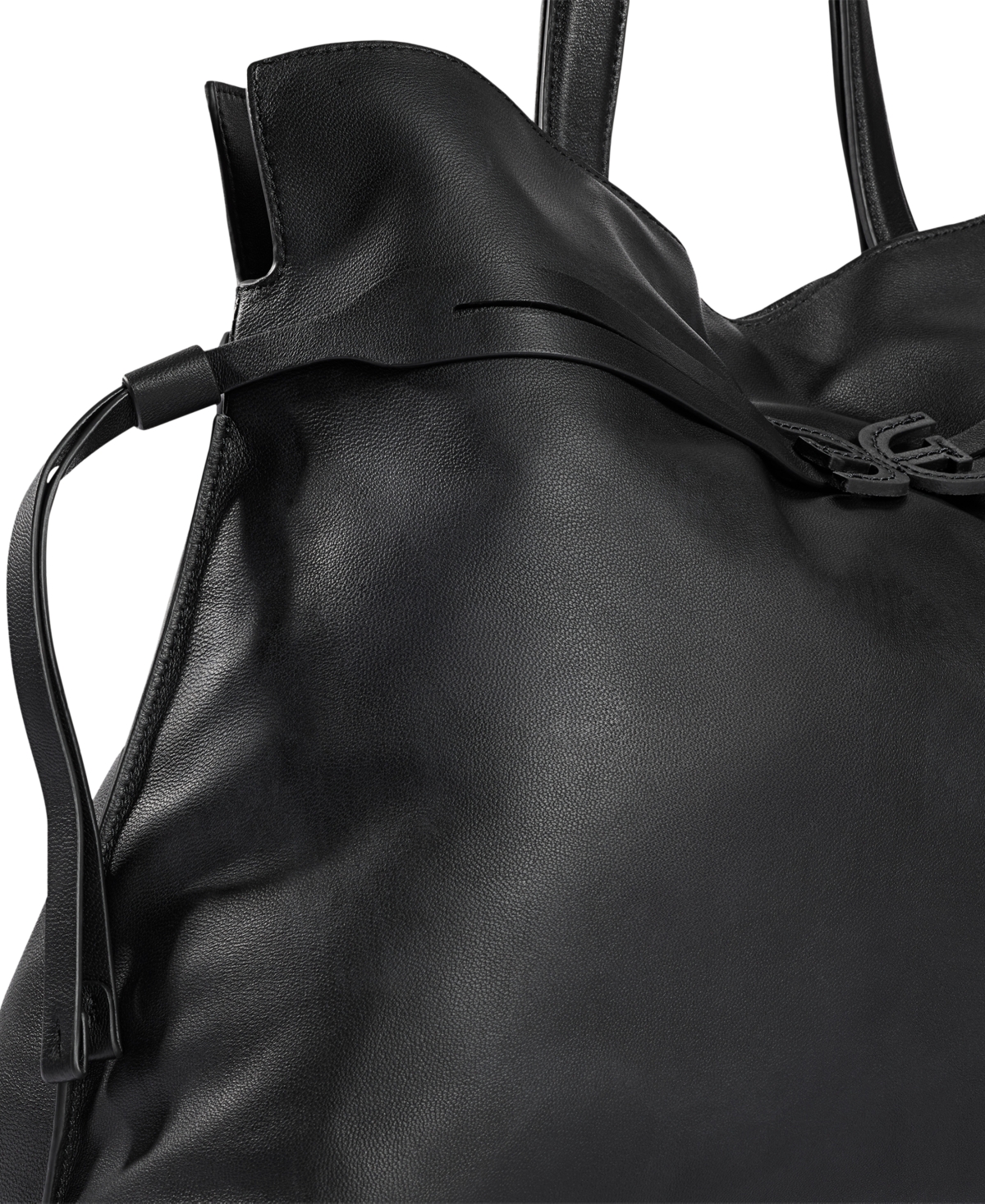 Sam Edelman Poppy Extra Large Leather Drawstring Crossbody In Black