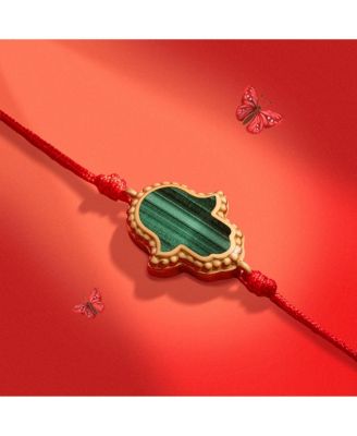 Blessed In Peace Hamsa Malachite Red String Bracelet