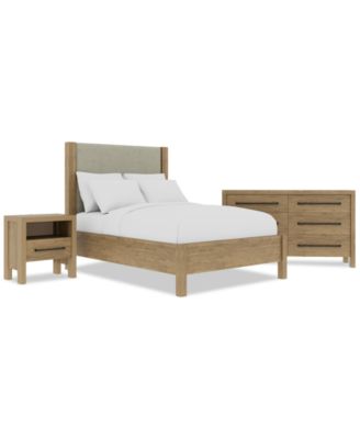 Davie 3-Pc. Full Set (Upholstered Bed, Dresser & 1-Drawer Nightstand)
