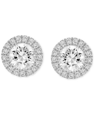 Diamond Halo Stud Earrings (1 ct. t.w.) in 14k White Gold