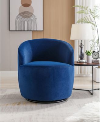 Streamdale Velvet Swivel Barrel Armchair with Metal Ring