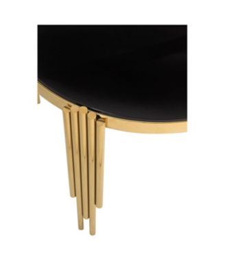 Round Glass Dining Table (38.6") w/ Polished Gold Legs