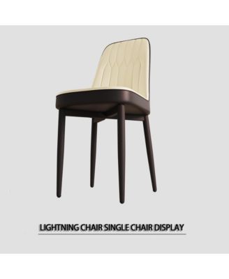 Streamdale Modern Dining Chair with PU Leather and Black Legs, Set of 4 (Beige and Black)