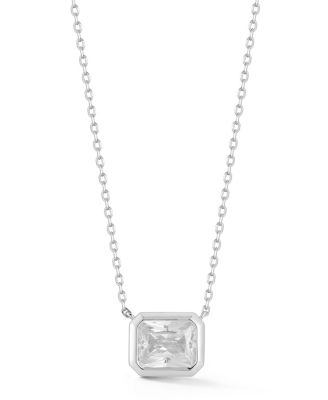 Sterling Silver Radiant Cut Solitaire Necklace