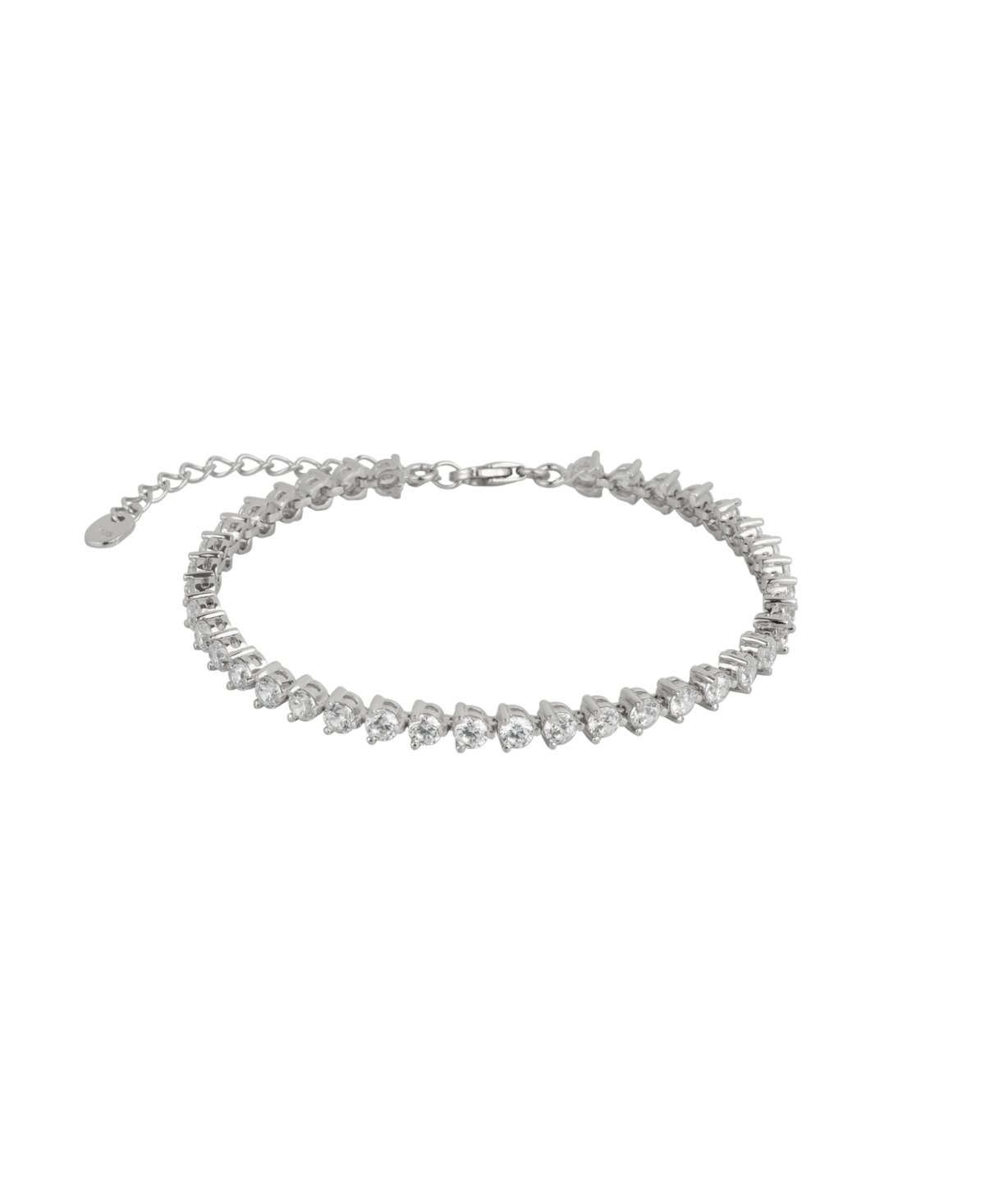 Round Prong Sterling Silver Tennis Bracelet - Silver