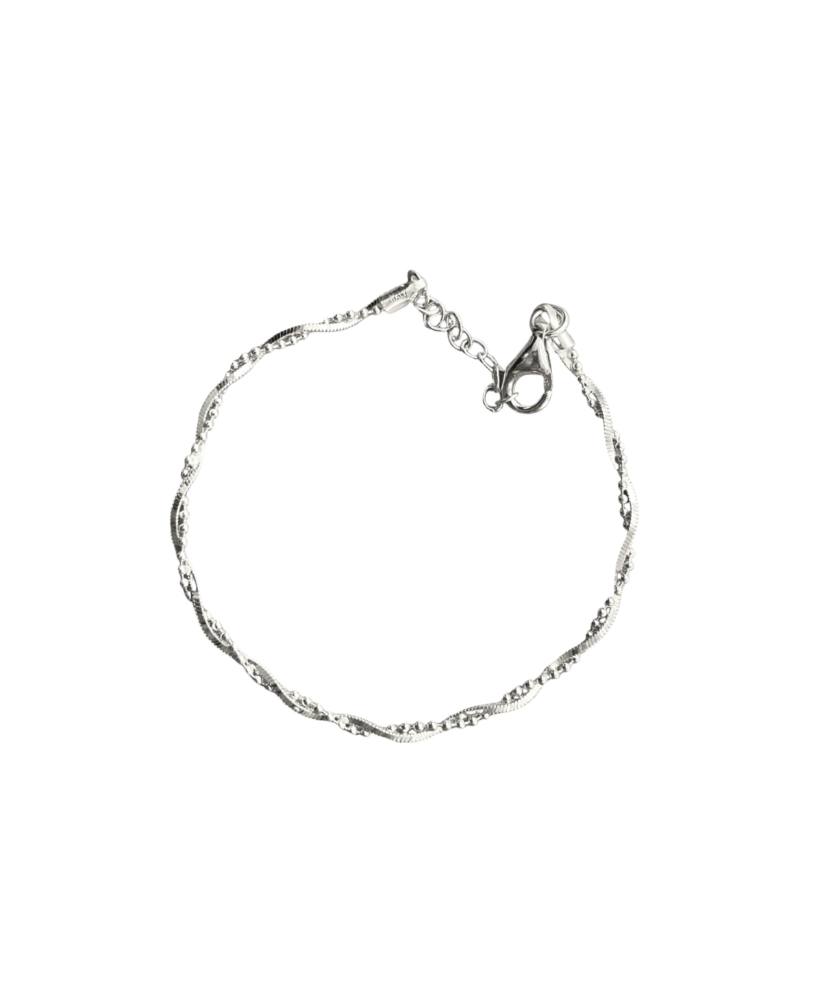 Bead Chain Twisted Sterling Silver Bracelet - Silver