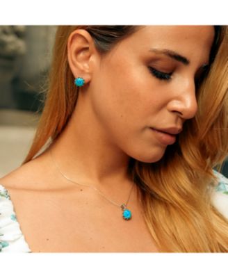 Round Opal High Quality Sterling Silver Earrings