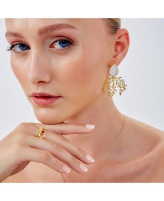 Mother Of Pearl Olive Branch Sterling Silver Earring