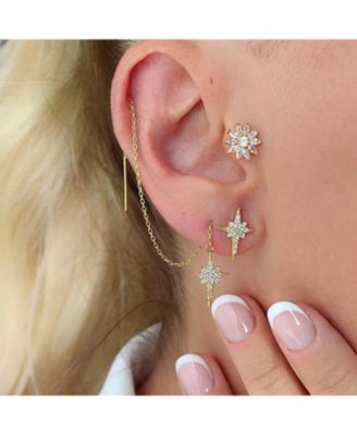 Northernstar Starbust Sterling Silver Chain Drop Earrings