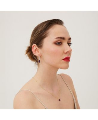 Pear Shape Amethyst Sterling Silver Drop Earrings