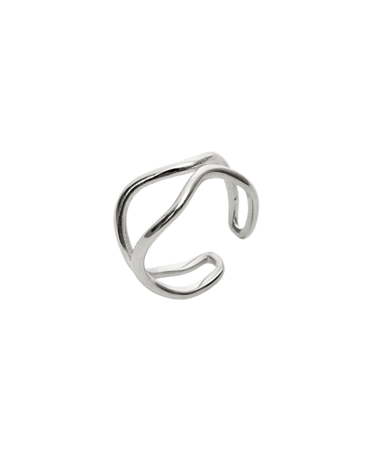 Wavy Lines Sterling Silver Wave Ring - Silver