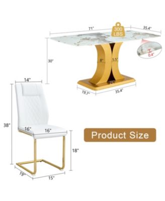 Pandora Glass Dining Set 71" Table & 8 White PU Chairs