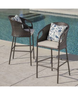 Outdoor Wicker Barstool Set - Patio Height