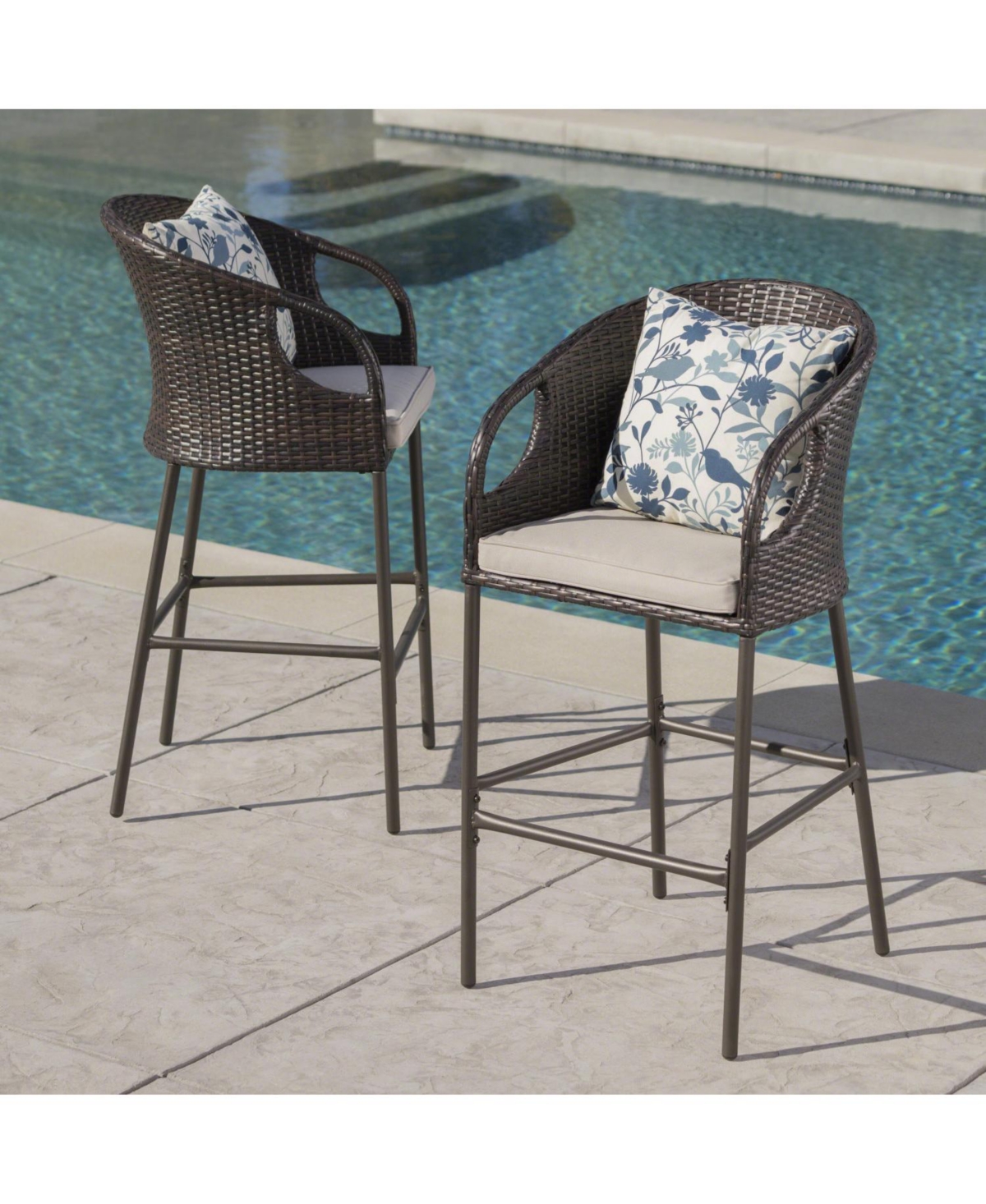 Streamdale Furniture Outdoor Wicker Barstool Set - Patio Height