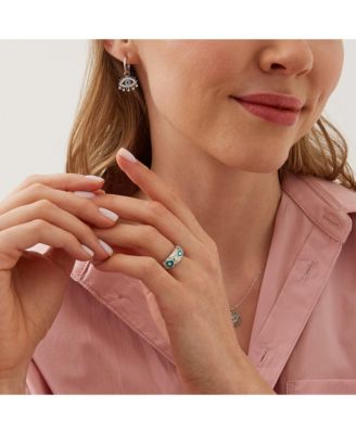 Evil Eye Earring Blue Eye Eyelash Sterling Silver Earring