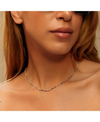 Rainbow Colourful Sterling Silver Tennis Necklace