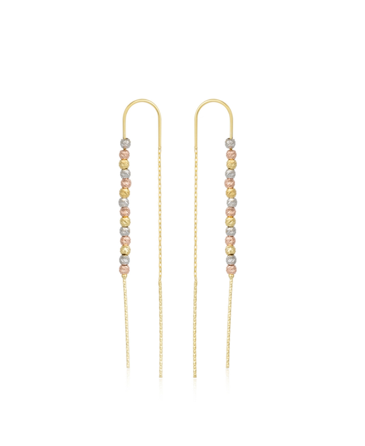 Sterling Silver Dorica Chain Bead Drop Earring - Gold