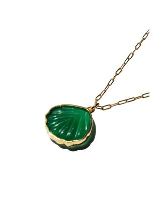 Shell — Green Jade Stone Pendant Necklace