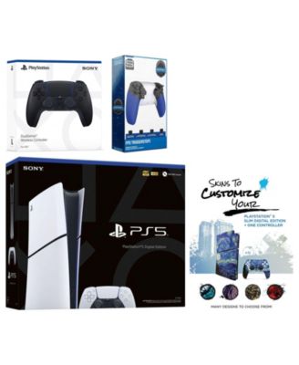 Playstation 5 Slim Digital with Extra Chroma Indigo Controller, Trigger Stop Kit and MightySkins Decal Voucher + 1 Year CPS Extended Warranty