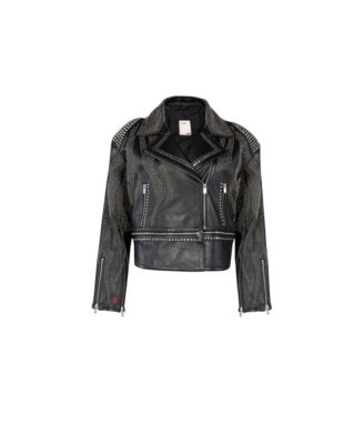 Women's Studded Genuine Leather Jacket