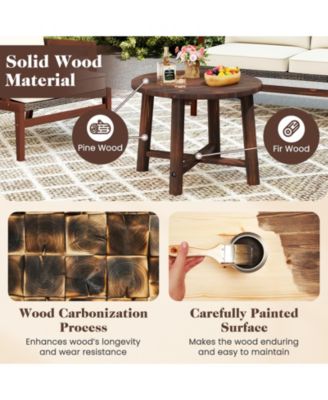Patio End Table with Solid Wood Structure for Garden Deck Poolside and Indoors