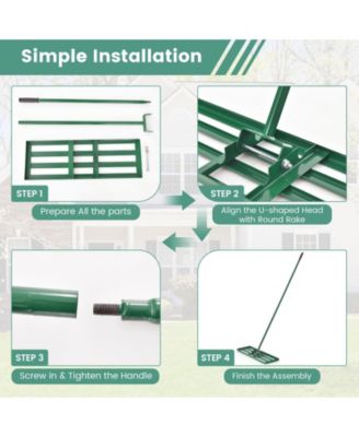 30 x 10 Inch Lawn Leveling Rake with Ergonomic Handle